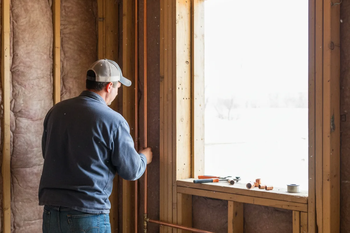 Licensed plumber running new copper supply lines in a Tulare home