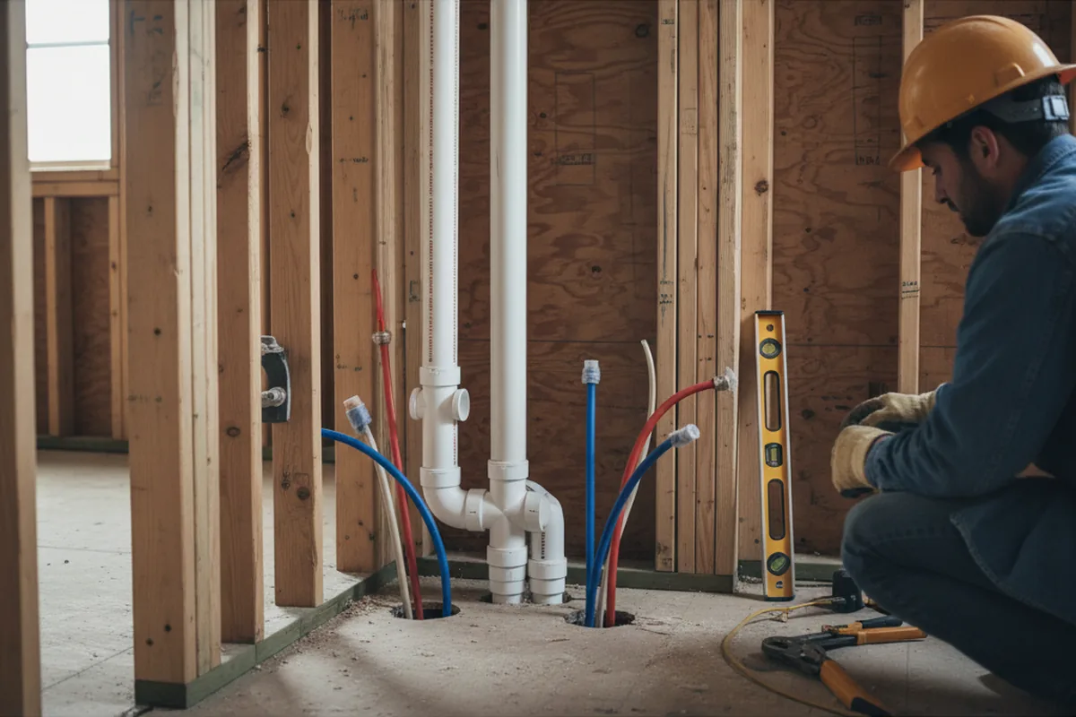 Drain and supply rough-in during Leak Detection in Tulare