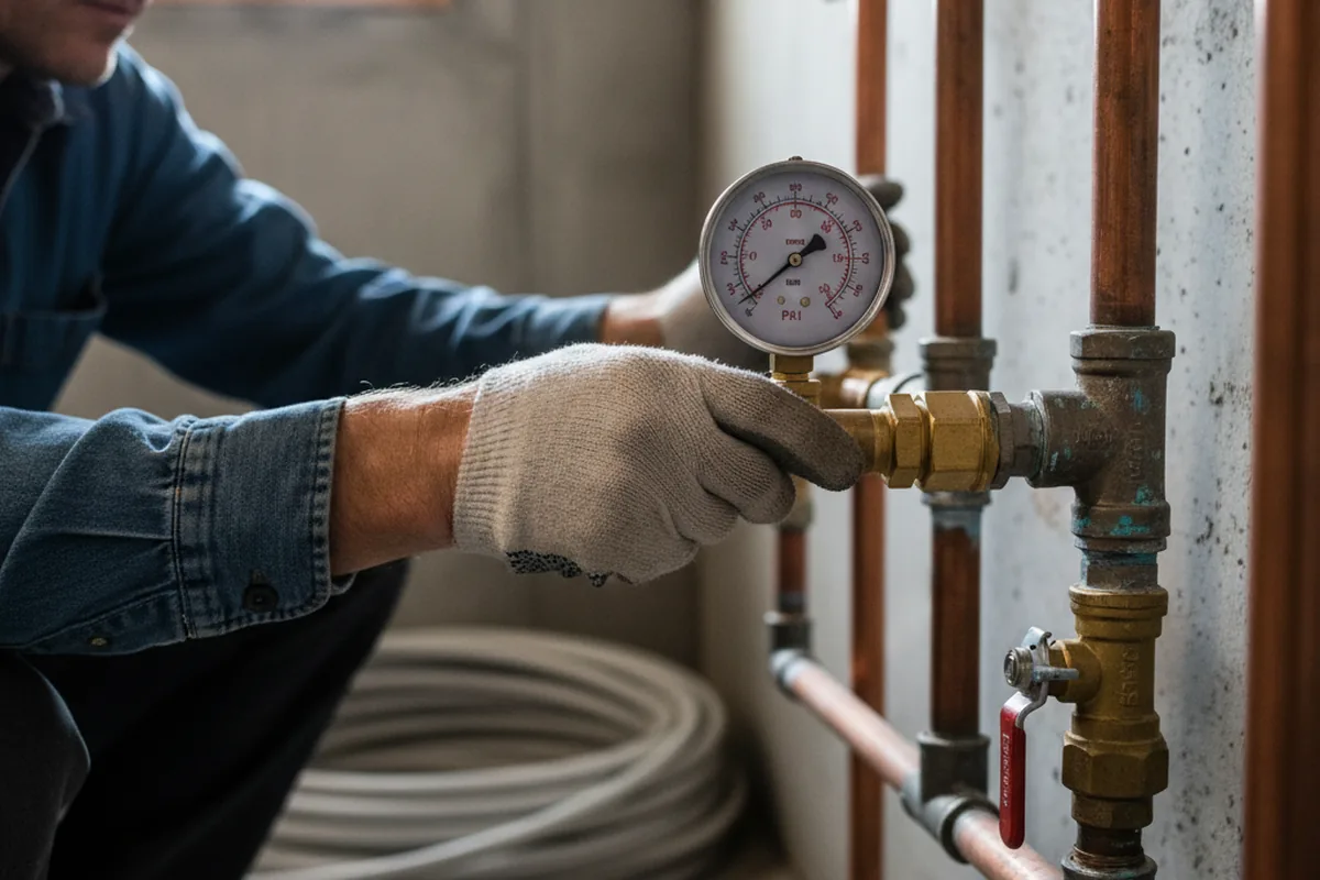 Pressure testing a repaired line during Water Line Repair in Tulare